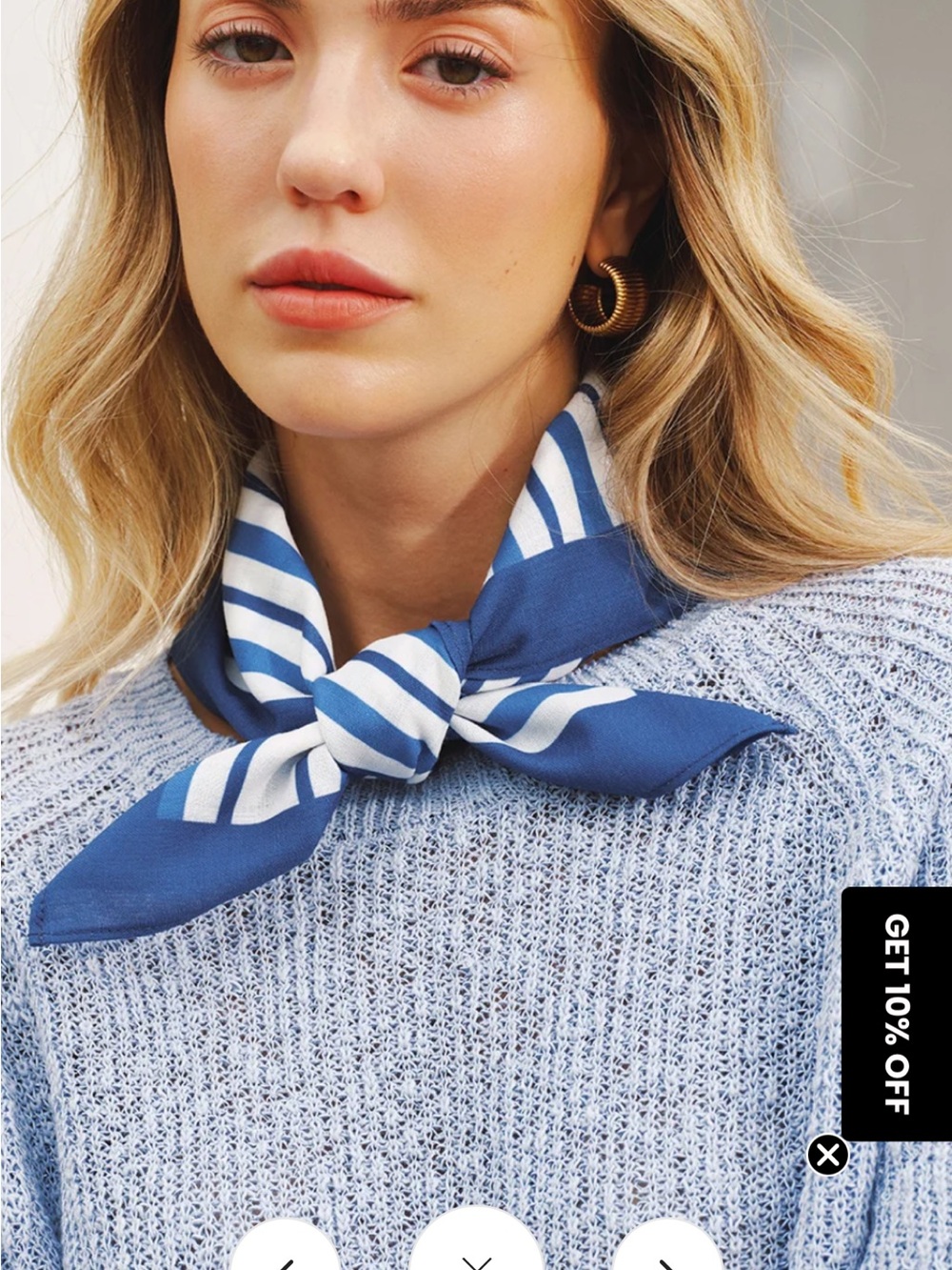 Commense Blue Lightweight Sweater and Striped Neck Scarf - New without tags